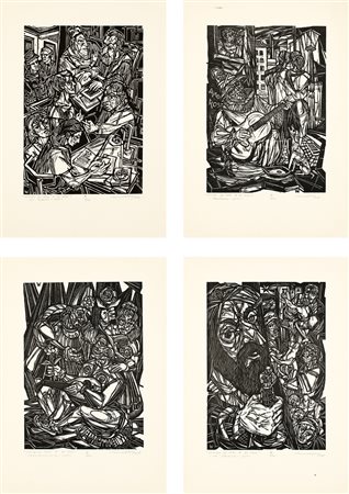 REMO WOLF (1912-2009) - Lotto unico di 4 xilografie