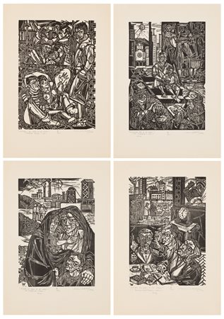 REMO WOLF (1912-2009) - Lotto unico di 4 xilografie