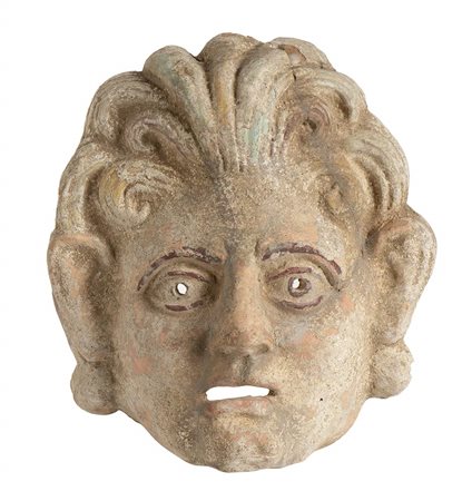 GREEK HELLENISTIC TERRACOTTA THEATRICAL MASK 3rd century BC