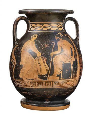APULIAN RED-FIGURE PELIKE
Near to the Painter of the Berlin Dancing Girl, ca. 430 - 410 BC
