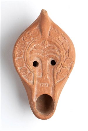 AFRICAN RED SLIP OIL LAMP WITH PALM TREE
4th - 6th century AD
