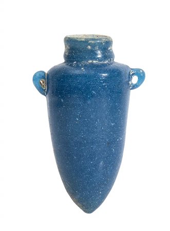 EGYPTIAN TURQUOISE GLASS PASTE TORPEDO FLASK
New Kingdom, ca. 1300 BC
