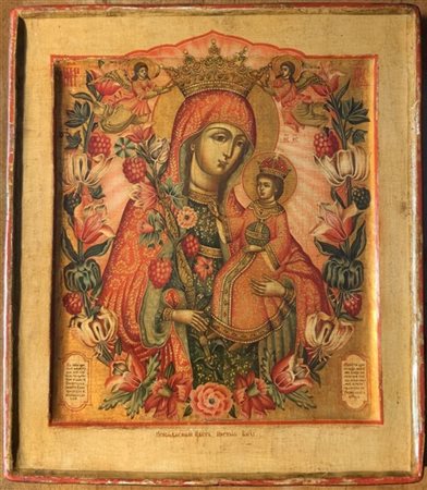 Icona ad olio su tavola raffigurante "Il Fiore immarcescibile". Russia, secolo