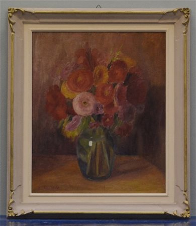 A. Colombo "Vaso di fiori" olio su masonite (cm 70x50) Firmato in basso a sinist