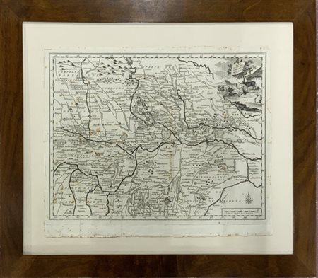[MANTOVA] Carta geografica a stampa del secoolo XVIII raffigurante il territori