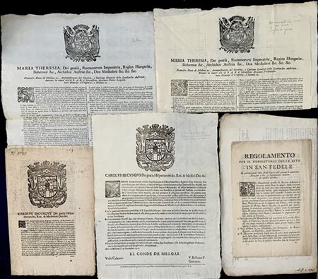 [MILANO - GRIDA: SETA]. Una serie di grida perlopiù del XVIII-XIX secolo dedica