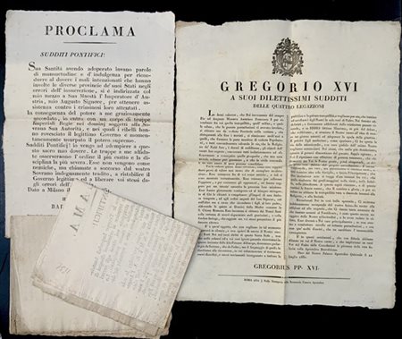 [RISORGIMENTO - MOTI DEL 1831] Lotto di 4 manifesti relativi alla rivolta scopp