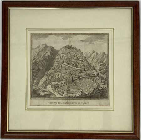 [VARESE] Incisione calcografica raffigurante la "Veduta del Sacro Monte di Vare