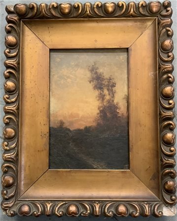 Lotto composto da due dipinti ad olio raffiguranti fiori e paeaggio con arbusti