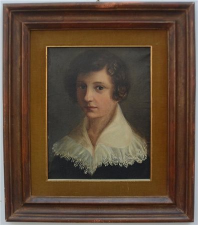 Ignoto del XIX Secolo "Ritratto" olio su tela (cm 41x30) Siglato V. A. in basso