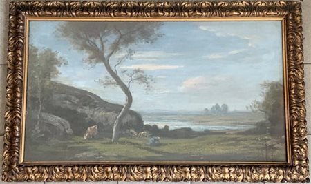 Vittorio Bussolino "La Bormida" olio su tela (cm 40x71) Firmato e datato 1920 in