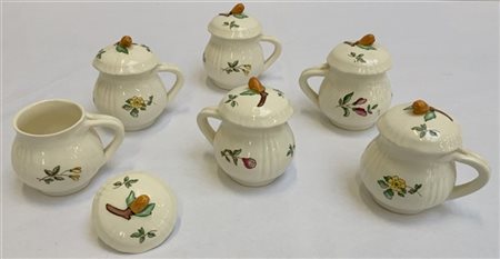 Società Ceramica Italiana, Laveno, gruppo di sei cremiere con decoro floreale e