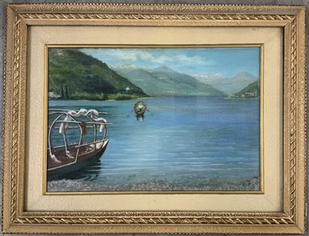 Ignoto "Brusimpiano" olio su masonite (cm 19x27) siglato G.L. e datato 1951 in