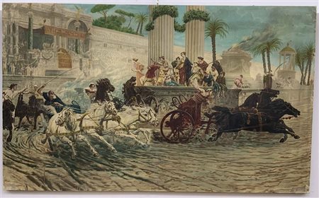 Stampa su tela raffigurante la corda delle bighe. (cm 77x127) (difetti)