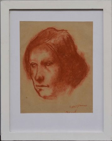 Alberto Caligiani "Ritratto femminile" 
sanguigna su carta
cm 32,5x26
firmato in