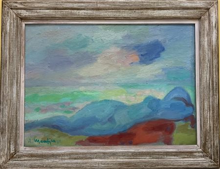 Alfredo Mantica "Nudo blu" 1969
olio su cartone telato
cm 50x70
firmato in basso