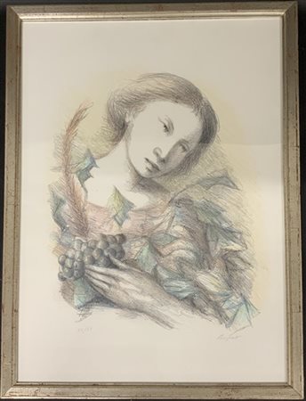 Domenico Purificato due litografie a colori raffiguranti volti femminili, misure