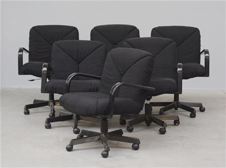 Vico Magistretti Lotto composto da sei poltrone girevoli da ufficio con struttur