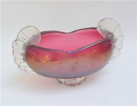 Seguso (Attribuito)
Vaso a morise in vetro soffiato color ametista chiaro iridat