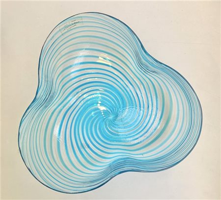 Salviati Centrotavola polilobato in vetro soffiato trasparente incolore e decora