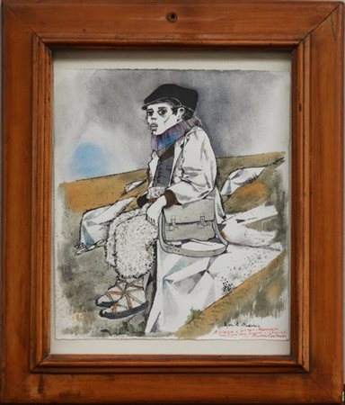 Bruno Caruso "Sopra le Madonie" 
tecnica mista su carta
cm 30x26
titolata, dedic