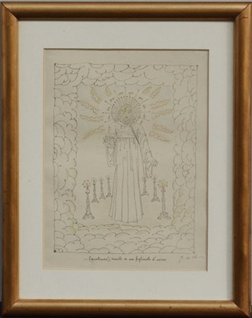 Giorgio de Chirico "...(qualcuno), simile a un figliuolo d'uomo" 
litografia acq