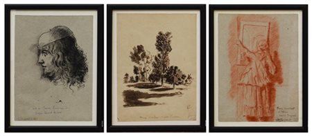 Maurice Henry Lotto di tre disegni: "Femme d'ecrochant un tableau, d'apres Frago