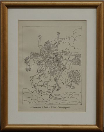 Giorgio de Chirico "...il suo nome è Morte e l'Orco l'accompagnava" 
litografia