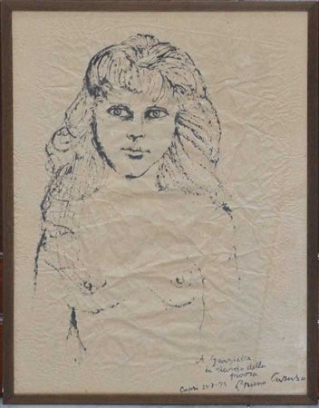 Bruno Caruso "Senza titolo" 1975
tecnica mista su carta, cm 55x40,5
Firmato, ded