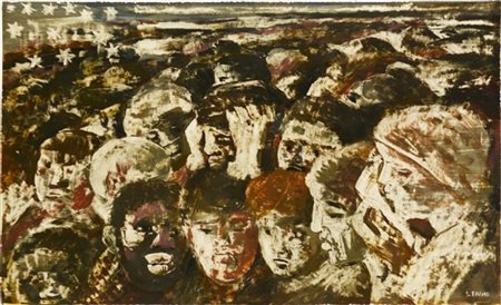 Salvatore Fiume "Senza titolo" 
tecnica mista e olio su carta lucida
cm 33x53,5