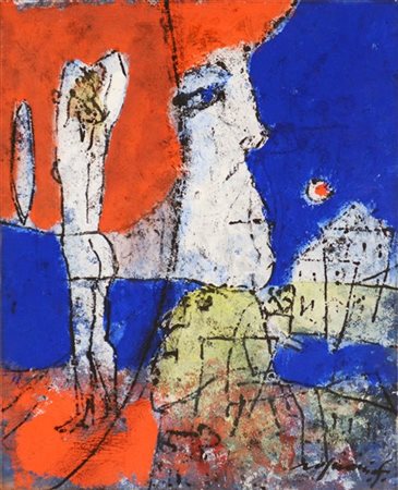 Franco Rognoni "Senza titolo" 
tecnica mista su carta intelata
cm 41x33
firmato