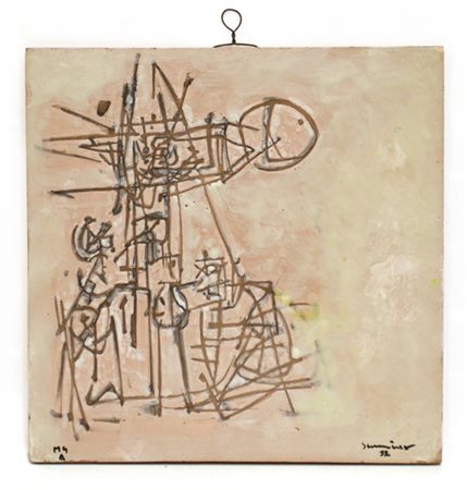 Emilio Scanavino Formella in terracotta smaltata e grafita
cm 25x25
firmata e da