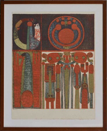 Pierre Courteu "Senza titolo" 
litografia a colori
cm 62x48,5
numerata 273/300 e