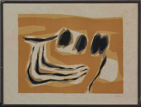 Firma indecifrata "Senza titolo" 
litografia a colori
cm 44,5x59
numerata 41/75