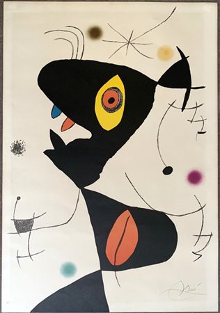 Joan Mirò "Plate VI, from Oda a Joan Miro'" 
litografia a colori
cm 88x61
numera