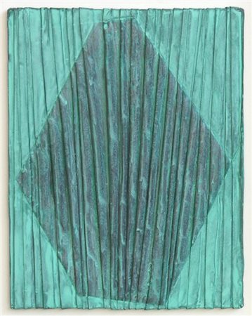 Umberto Mariani "Senza titolo 4/1999" 
acrilico verde rame su lamina di piombo
c