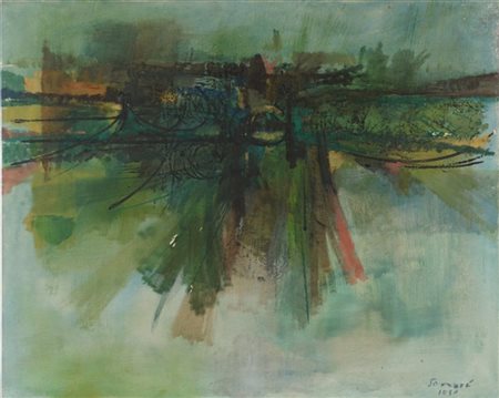 Sandro Somarè "Senza titolo" 1956olio e tecnica mista su tela, cm 80x100Firmat