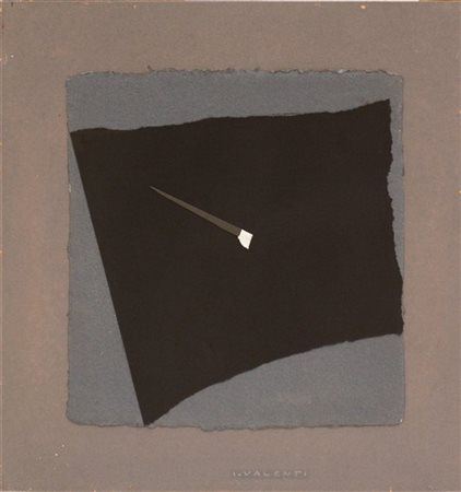 Italo Valenti "L'ombre du soir" 1981collage su cartacm 38x36Firmato in basso