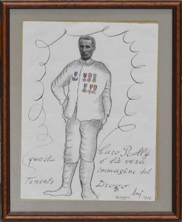 Enrico Baj "Caro Rolly questa è la vera immagine del Tenente Drogo" 1967
tecnica
