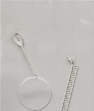 Antonio Fomez "Il mestolo di Giuliana" 
composizione polimaterica su tavola
cm 6