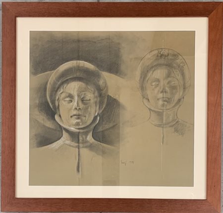 Giuliano Vangi Lotto composto da 4 disegni, tecnica mista su carta, cm 50x70 e u