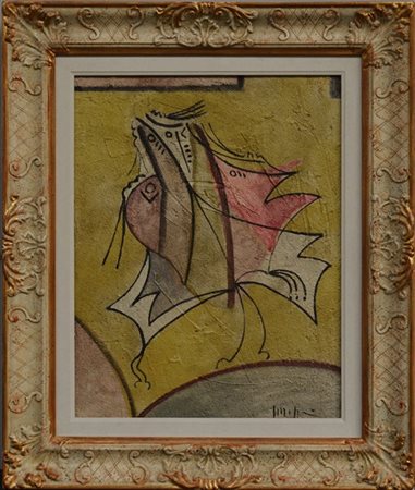 Piero Maggioni "Lirico" anni '70
tecnica mista materica e graffito su tavola
cm