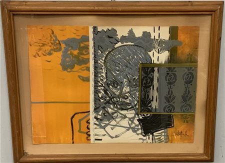 Claudio Papola "Senza titolo" 
tempera e tecnica mista su carta, cm 57x77
Firmat