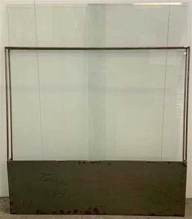 Mauro Folci "Senza titolo" 1988ferro e vetrocm 60x94x20Firmato e datato 88 al
