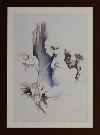 Luigi Timoncini "Anniversario coi fiori" 1978
pastelli su carta
cm 61x41,5
firma