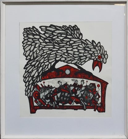 Francesco Casorati "Senza titolo" 
litografia a colori
cm 51x49
numerata I/X, ti