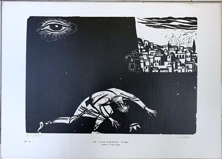 Pietro Parigi "1961 - La guerra dei figli della luce - M. Shamir, Tav. III" 1976
