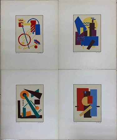 Sandor Bortnyk "Composizioni" 
cartella con quattro litografie a colori
cm 47x39