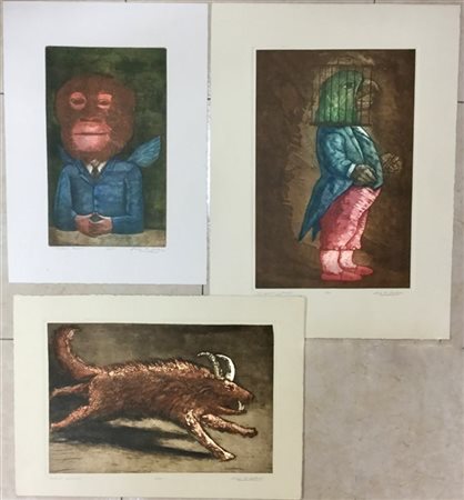 Luis Alberto Solari lotto di tre acqueforti di soggetti, misure e tirature diver