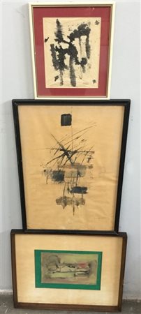 Lotto composto da tre tecniche miste su carta di soggetto astratto, di misure e
